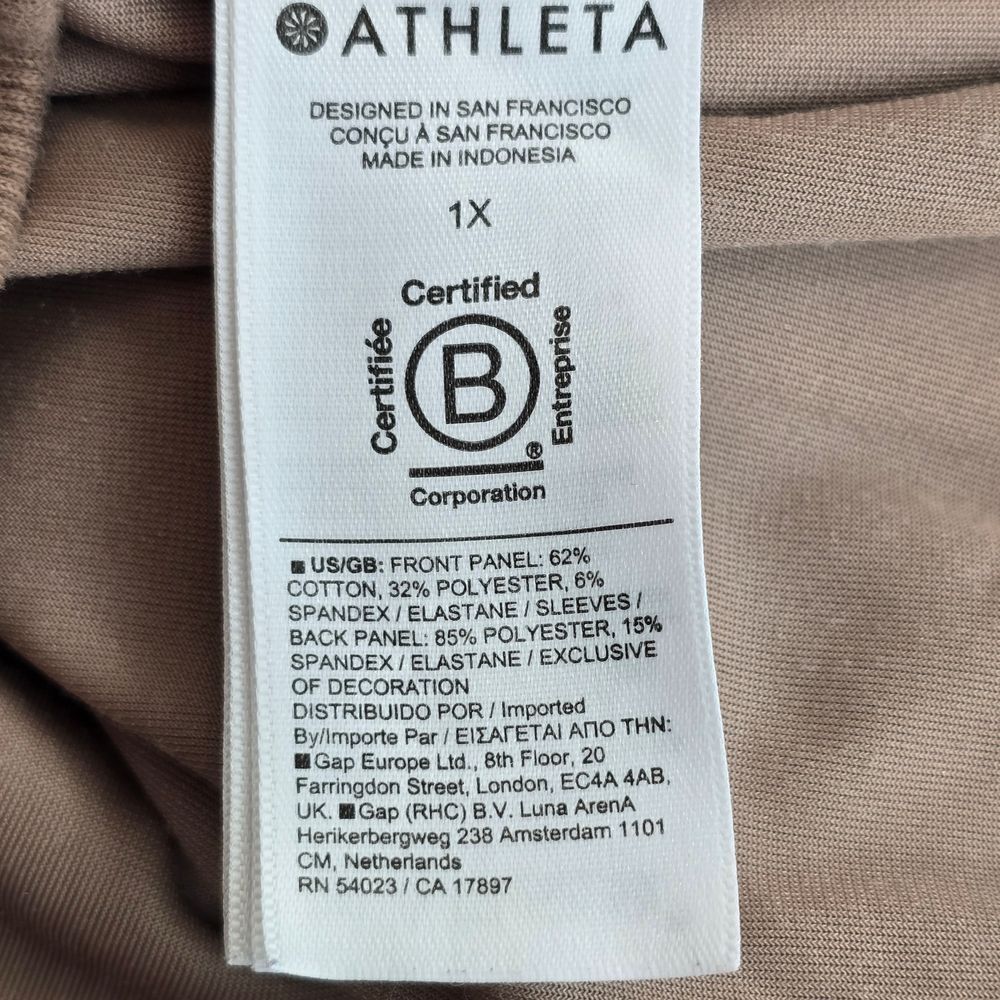 ATHLETA Retroplush Sweatshirt Women's Size 1X Velvet Crewneck Brown/Beige Soft - Picture 9 of 13